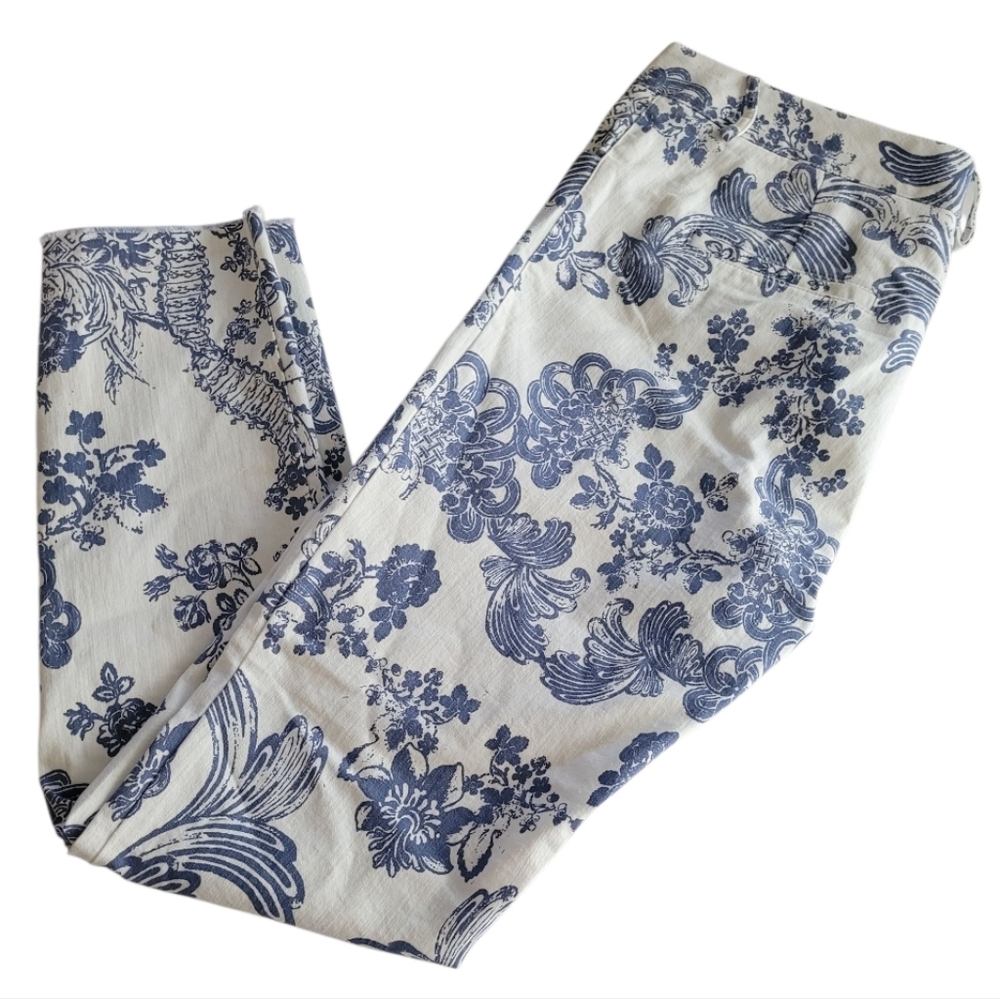 Elliott Lauren Blue and White Floral Skinny Pants